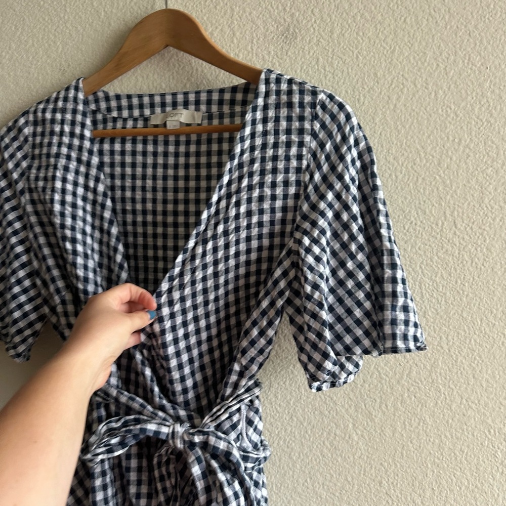 Loft Gingham Wrap Blouse - image 3